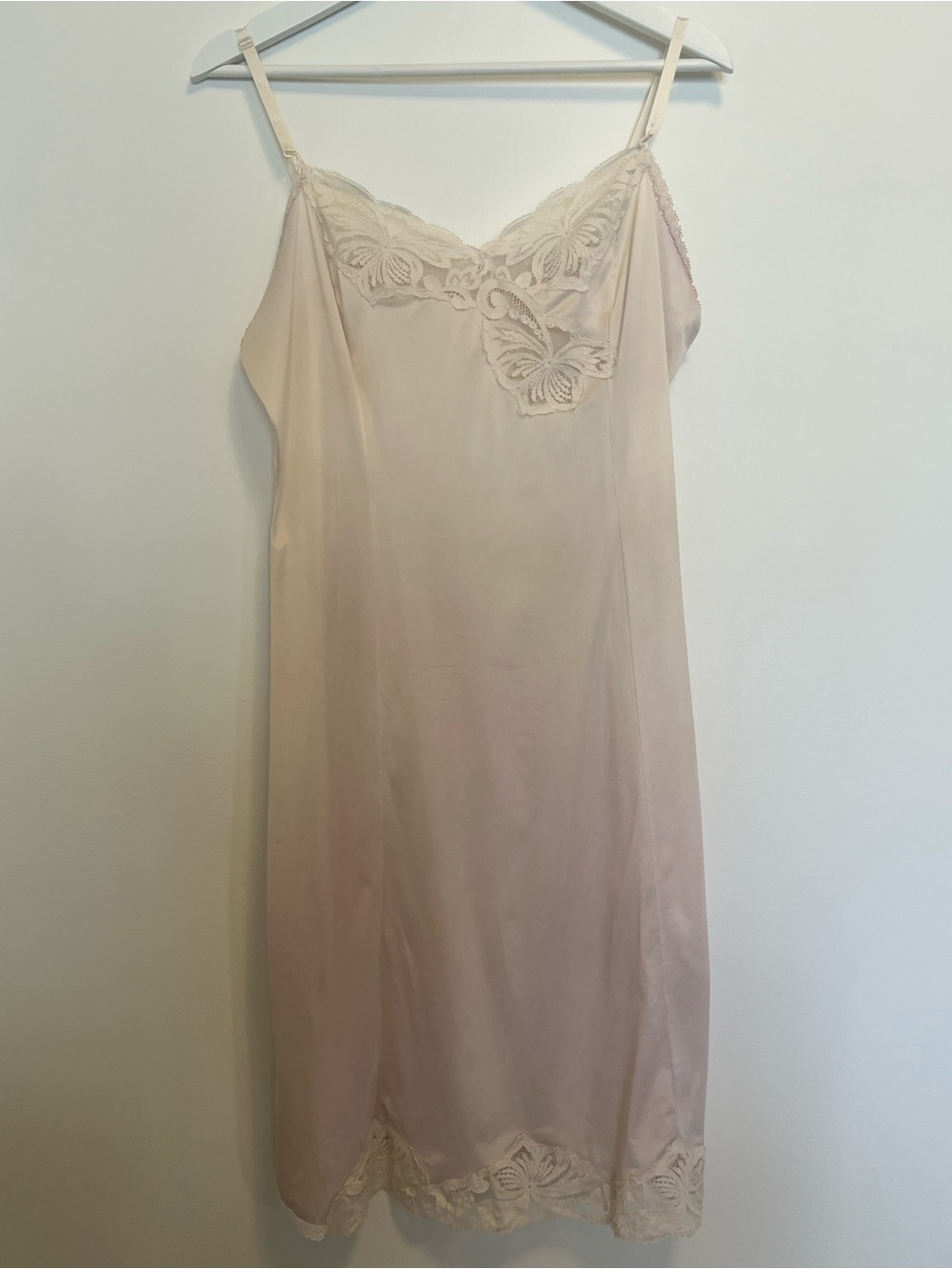 Sheer Lace-Trim Slip in Soft Cream